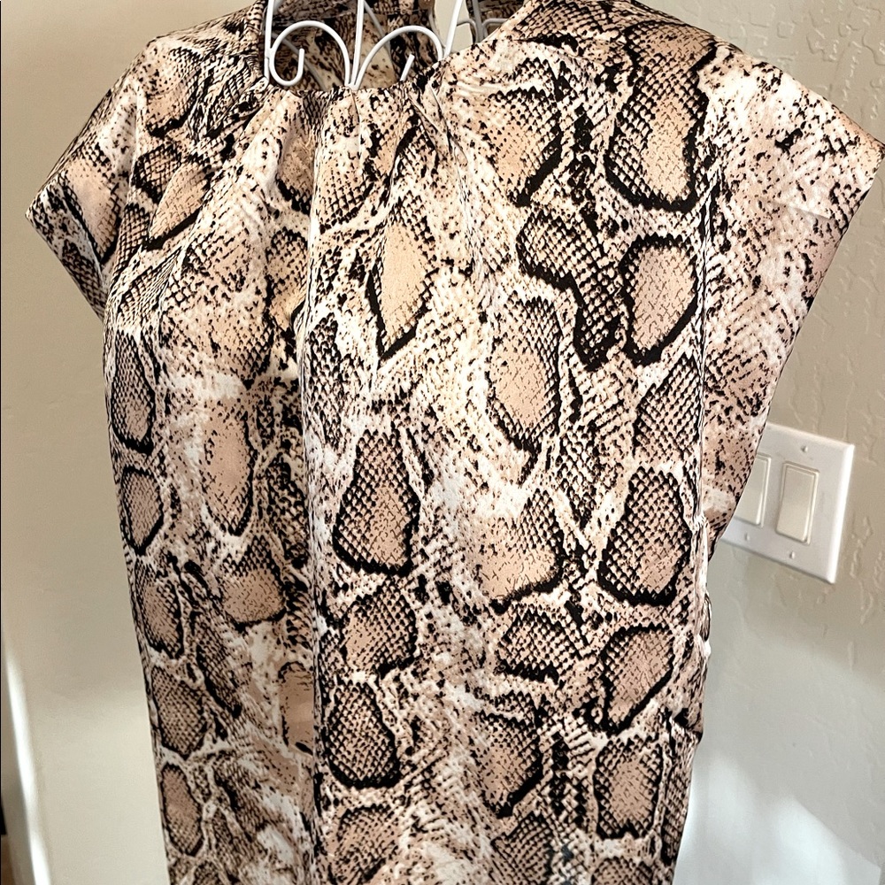 Tea & Cup Snakeskin Print Blouse NWT